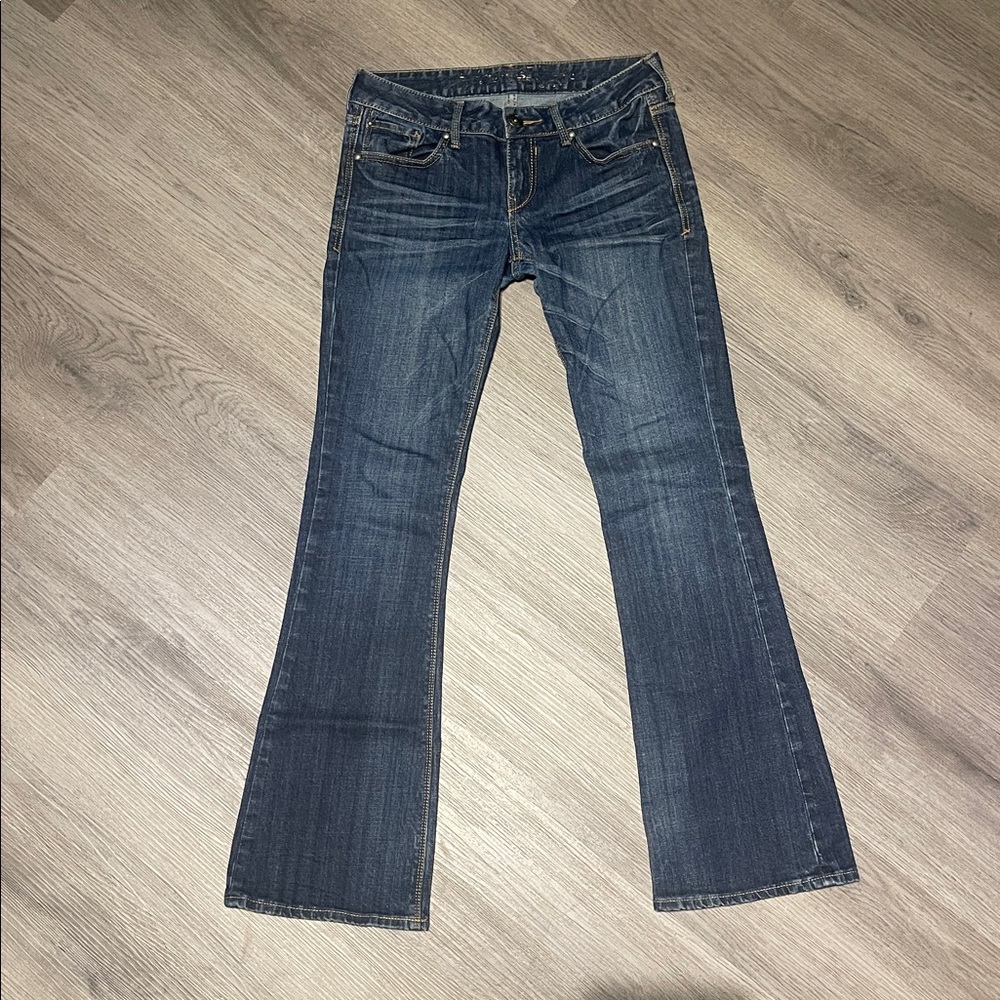 Express 0 Short Blue Denim Jeans Low Rise boot cut